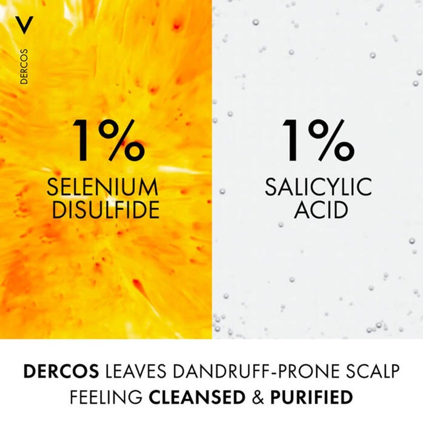 Vichy Dercos Anti-Dandruff Shampoo With Selenium DS And Salicylic Acid For Itchy Scalp And Normal To Oily Hair 390ml