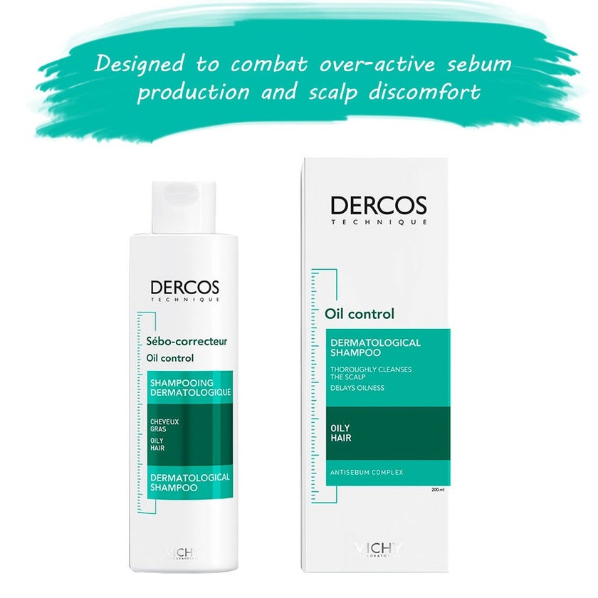 Vichy Dercos Oil Control Paraben-Free Shampoo For Oil Scalp and Hair 200ml
