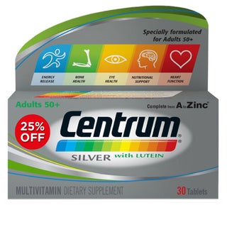 Centrum Silver With Lutein 50+ Adult Multivitamin Supplement Tablets, Pack of 30’s - 25% Off PROMO PACK