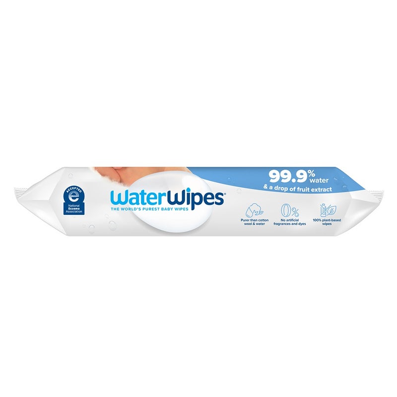 WaterWipes Original Plastic Free Baby Wipes, Pack of 60 Unscented Wet Wipes