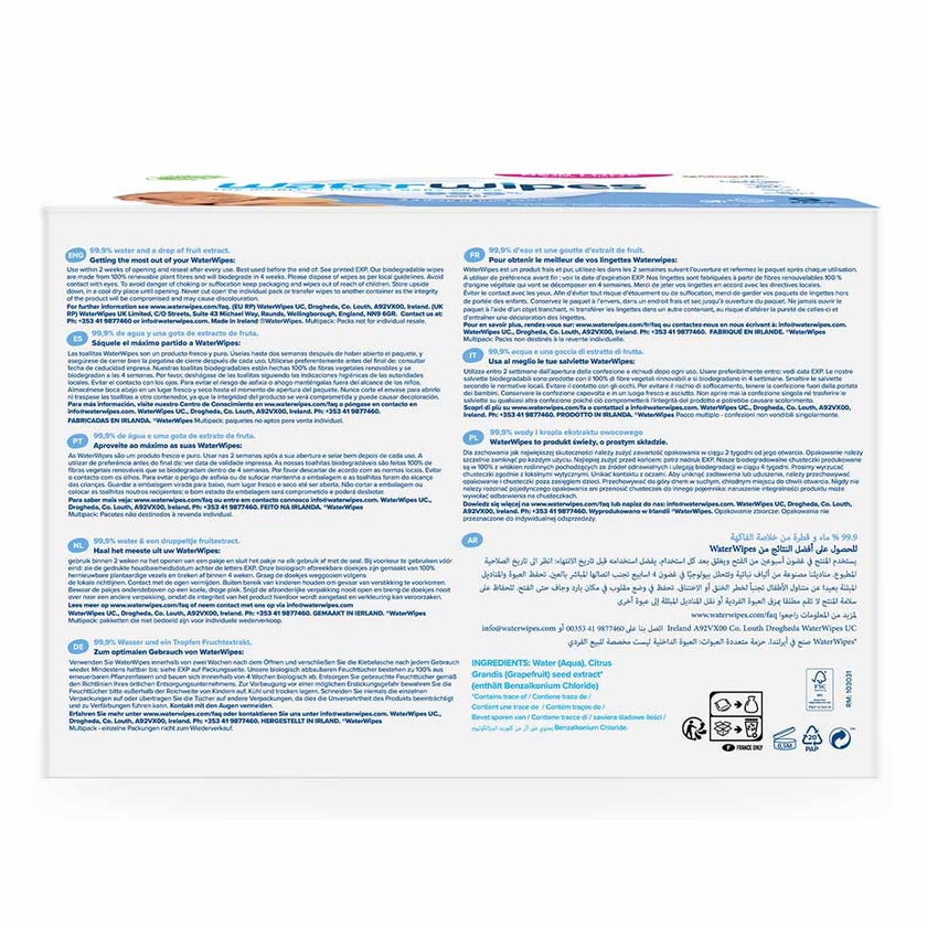 WaterWipes Original Plastic Free Baby Wipes, 9 Packs Each of 60 Unscented Wet Wipes