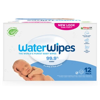 WaterWipes Original Plastic Free Baby Wipes, 12 Packs Each of 60 Unscented Wet Wipes