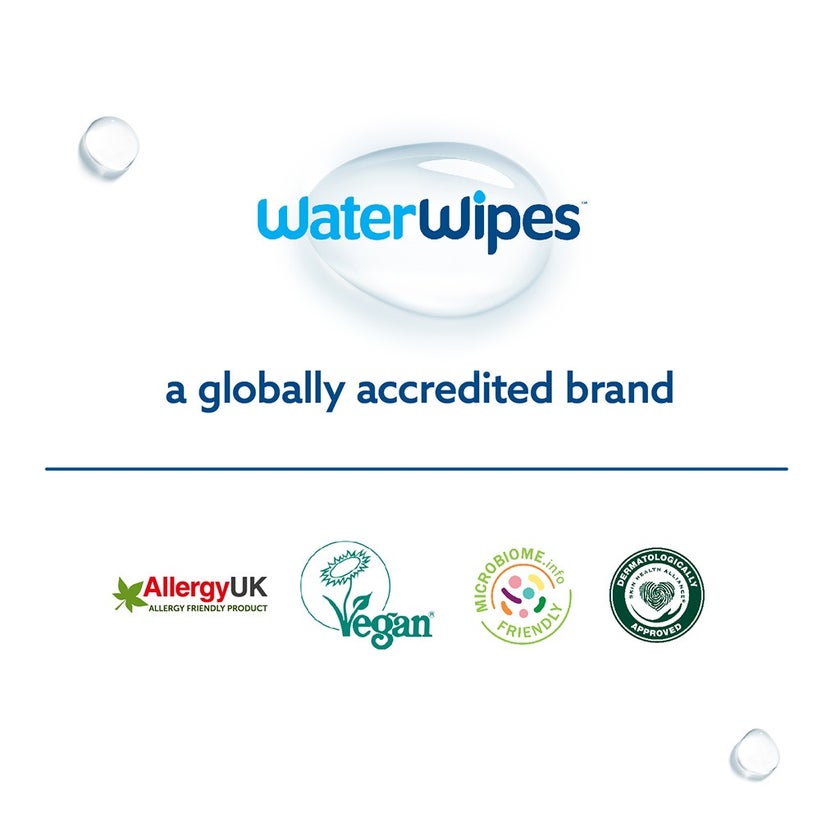 WaterWipes Original Plastic Free Baby Wipes, 12 Packs Each of 60 Unscented Wet Wipes