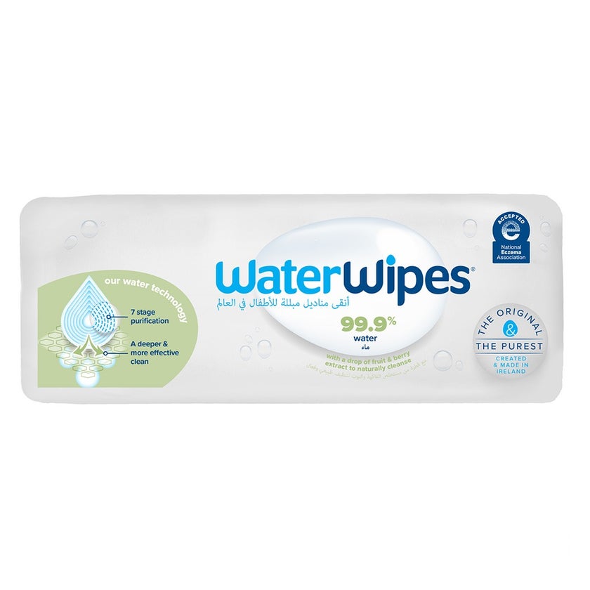 WaterWipes Plastic Free Textured Clean Toddler & Baby Wipes, 4 Packs Each of 60 Unscented Wet Wipes