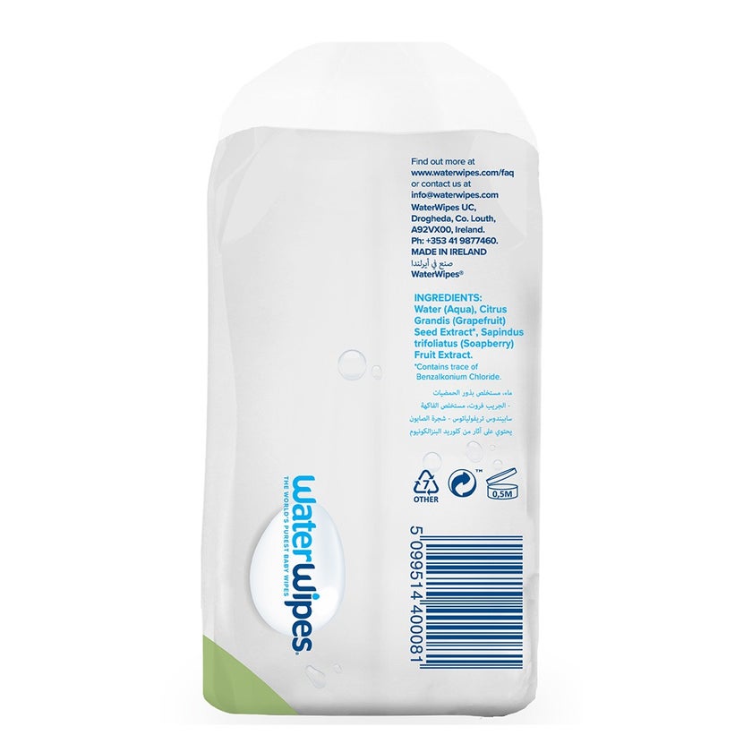 WaterWipes Plastic Free Textured Clean Toddler & Baby Wipes, 4 Packs Each of 60 Unscented Wet Wipes