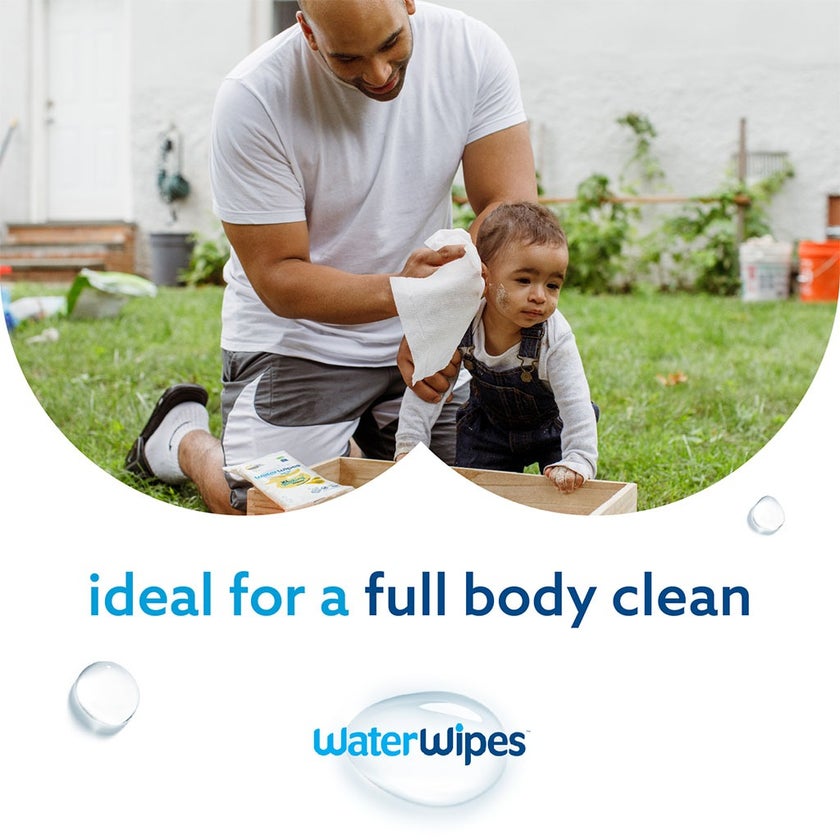 WaterWipes Plastic Free Textured XL Bathing Toddler & Baby Wipes, Pack of 16 Unscented Wet Wipes