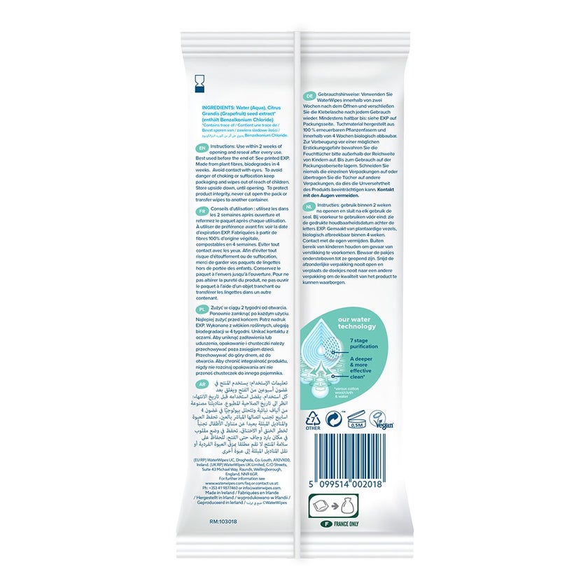 WaterWipes Plastic Free On the Go Wipes, Pack of 28 Unscented Wet Wipes