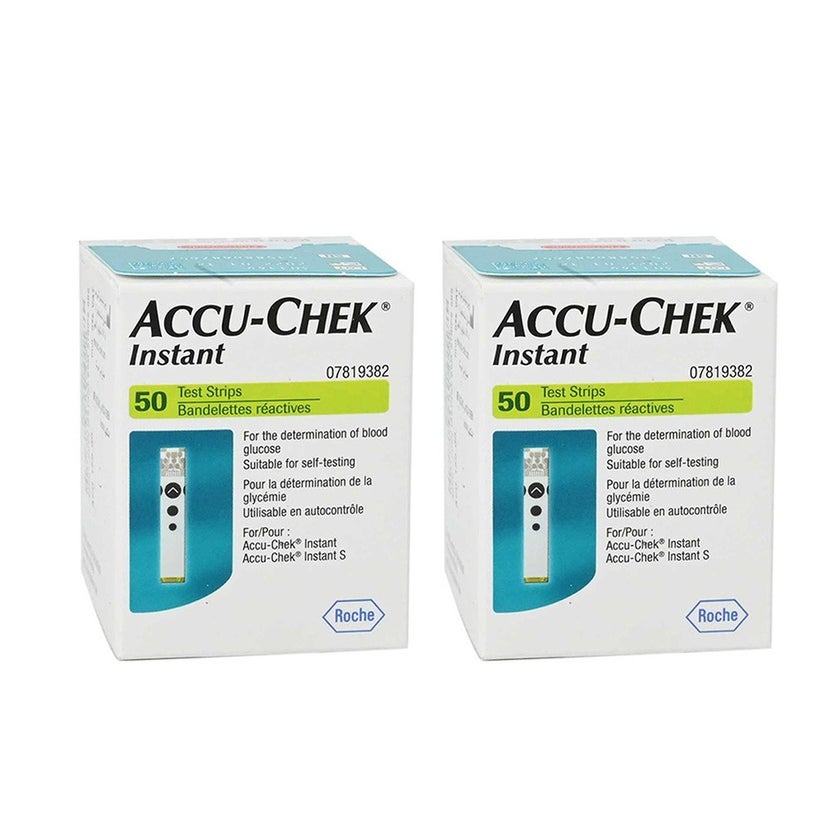 Accu-Chek Instant Strips For Diabetic Blood Glucose Testing, Promo Pack, Pack of 2x50's