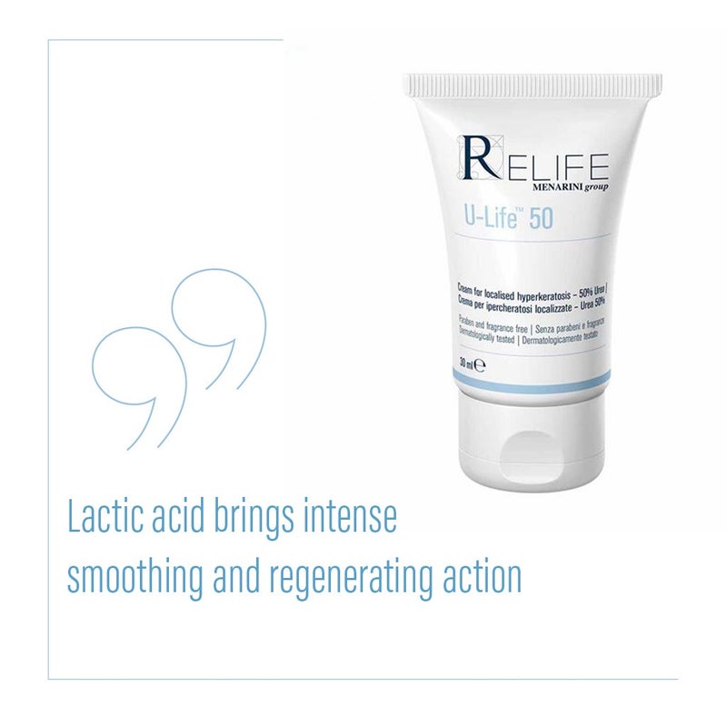 Relife U-Life 50 Cream With 50% Urea For Localised Thickened Skin 30ml 