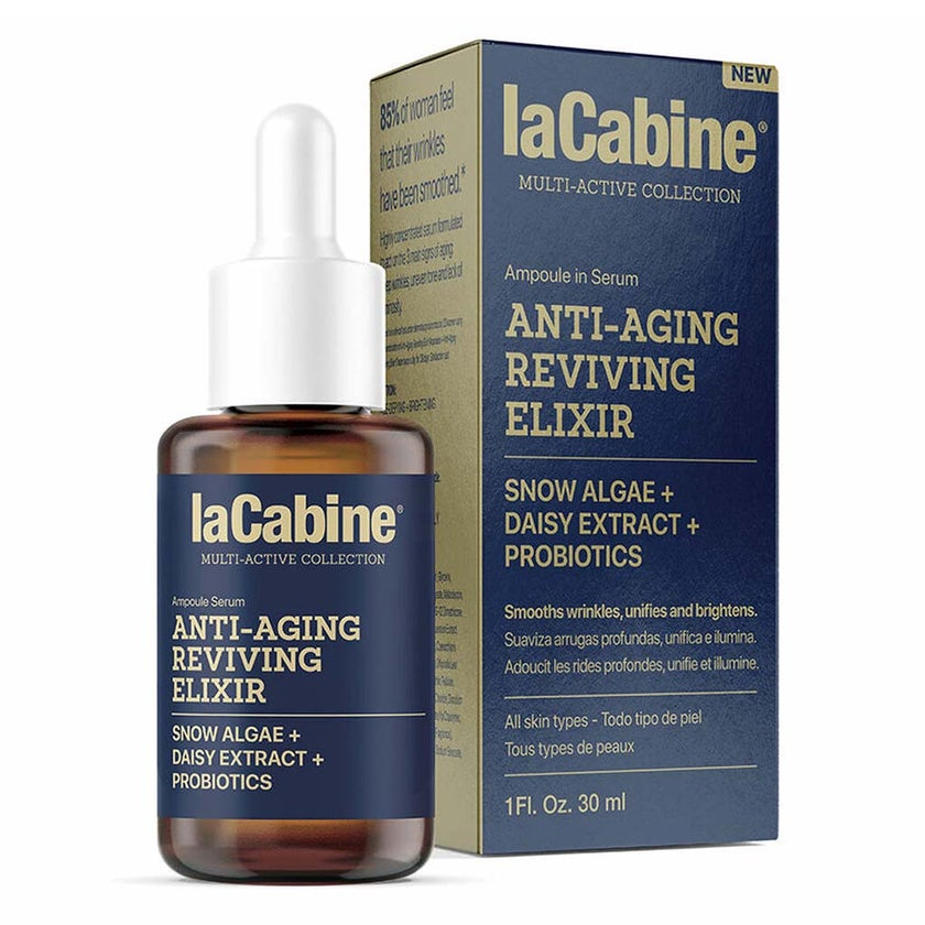 LaCabine Anti-Aging Reviving Elixir Ampoule In Serum With Snow Algae, Daisy Extract & Probiotics For All Skin Types 30ml