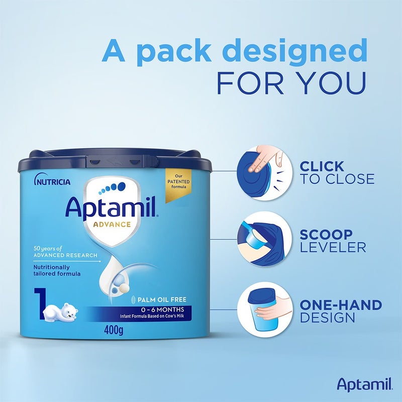 Aptamil Advance Stage 1 Palm Oil Free Baby Milk Formula For 0 To 6 Months 400g 