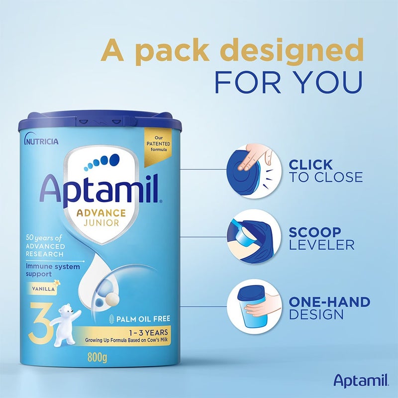 Aptamil Advance Junior Stage 3 Palm Oil Free Toddlers Milk Formula For 1 To 3 Years 800g 