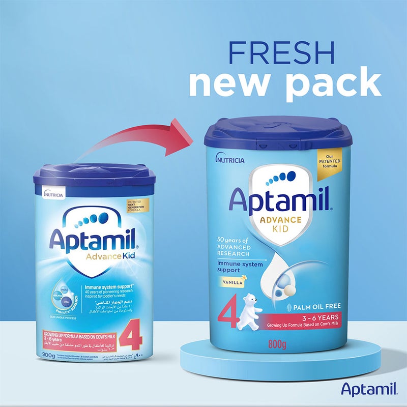 Aptamil Advance Stage 4 Palm Oil Free Growing Up Kids Milk Formula For 3 To 6 Years 800g
