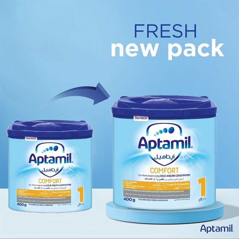 Aptamil Comfort Stage 1 Baby Milk Formula For 0 To 6 Months With Colic & Constipation 400g