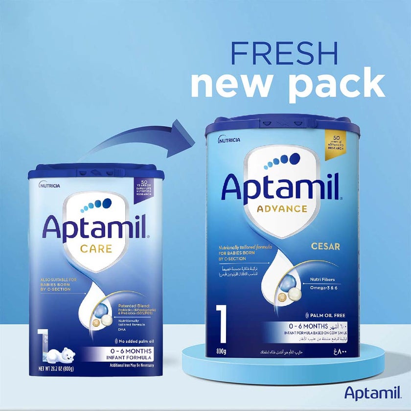 Aptamil Care Stage 1 Palm Oil Free C-Section Born Baby Milk Formula For 0 To 6 Months 800g 