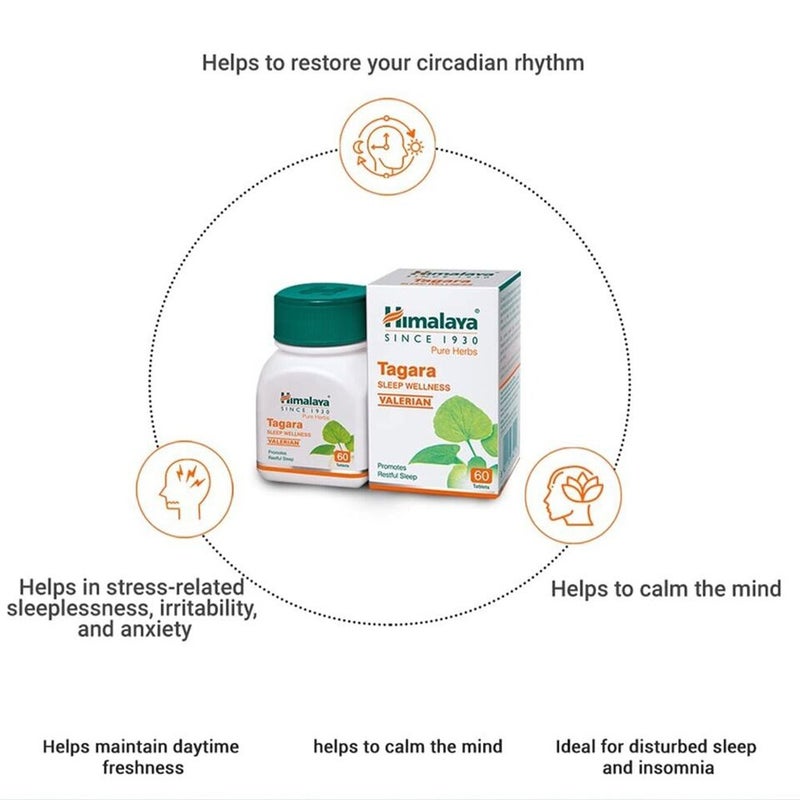 Himalaya Tagara Valerian Tablets For Sleep Wellness, Pack of 60's