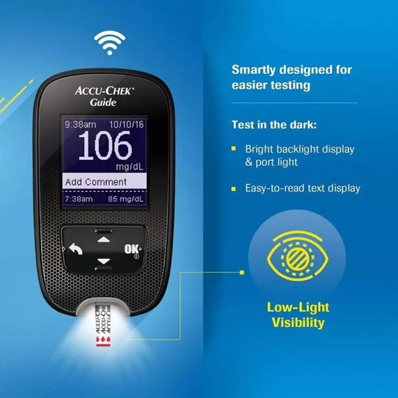Accu-Chek Guide Wireless Blood Glucose Monitoring System + Accu-Chek Guide Strips, Pack of 50's + Accu-Chek Softclix Lancet, Pack of 100's PROMO PACK