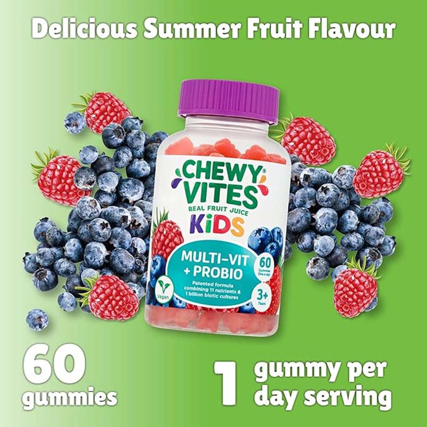 Chewy Vites Multivit + Probio Kids Multivitamin & Probiotic Gummies, Pack of 60's