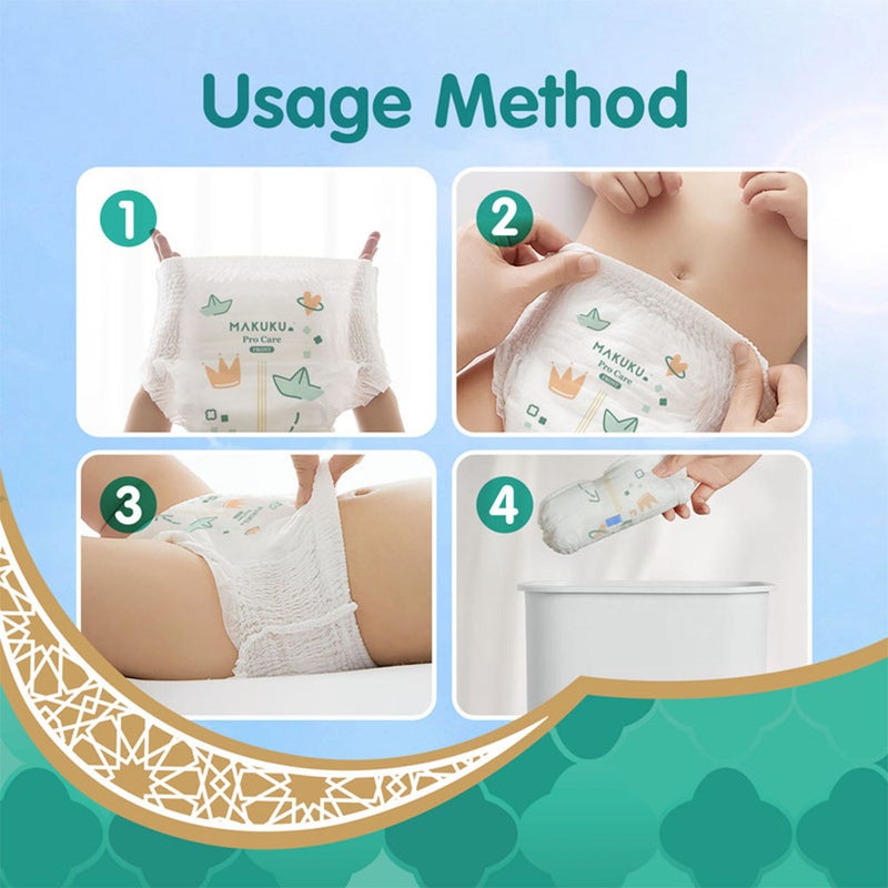 Makuku Pro Care Premium Baby Diaper Pants, Size 4, Large For 9 To 14Kg, Pack of 84’s