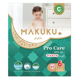 Makuku Pro Care Premium Baby Diaper Pants, Size 6, Double Extra Large (XXL) For 15+Kg Baby, Pack of 60’s