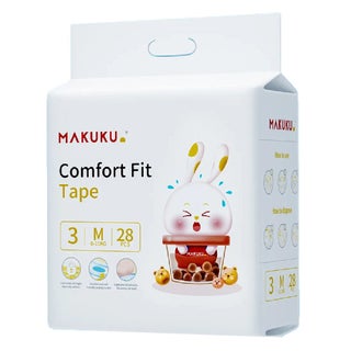 Makuku Comfort Fit Tape Baby Diapers, Size 3, Medium For 6 To 11Kg Baby, JUMBO PACK of 28x 8’s