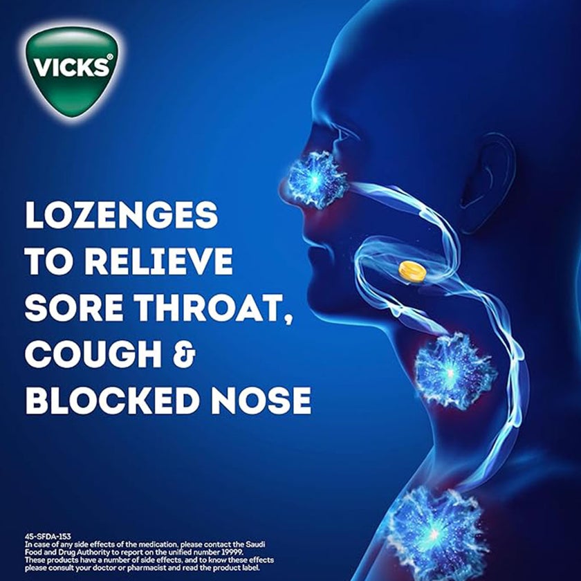 Vicks VapoDrops + Cough, Orange Menthol Flavored Lozenges For Sore Throat, Pack of 16's