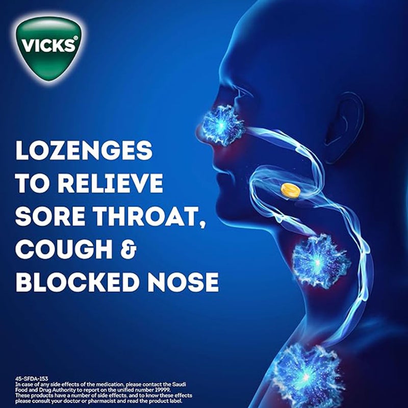 Vicks VapoDrops + Cough, Berry Menthol Flavored Lozenges For Sore Throat, Pack of 16’s
