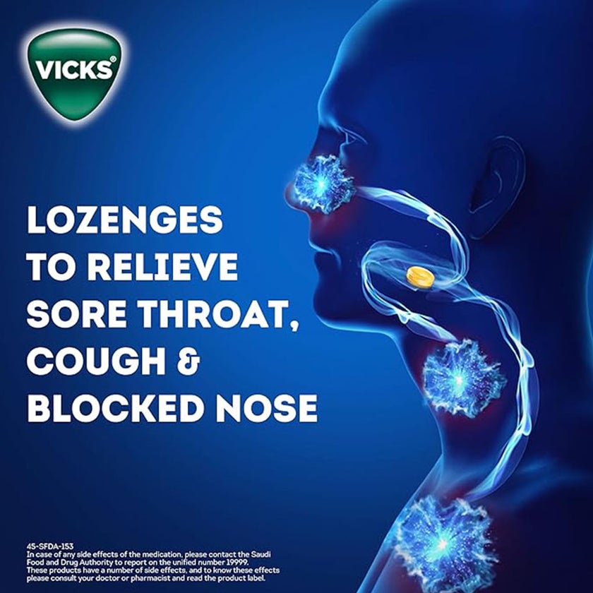 Vicks VapoDrops + Cough, Orange Menthol Flavored Lozenges For Sore Throat, Pack of 36's