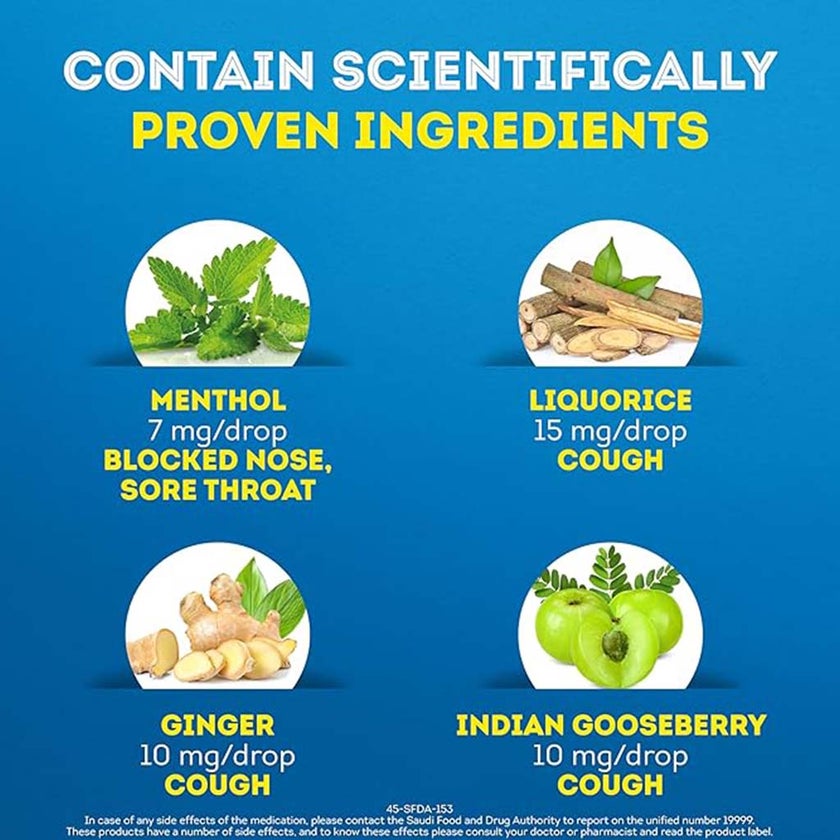 Vicks VapoDrops + Cough, Orange Menthol Flavored Lozenges For Sore Throat, Pack of 36's