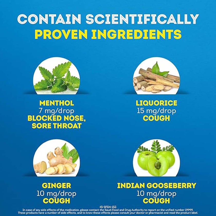 Vicks VapoDrops + Cough, Berry Menthol Flavored Lozenges For Sore Throat, Pack of 36's