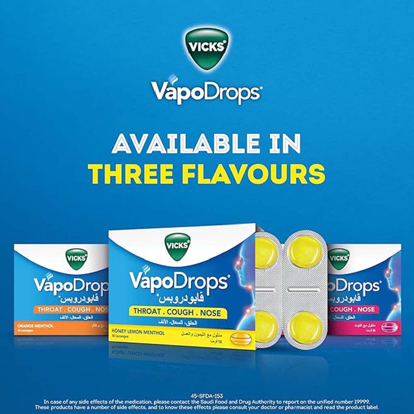 Vicks VapoDrops + Cough, Berry Menthol Flavored Lozenges For Sore Throat, Pack of 36's