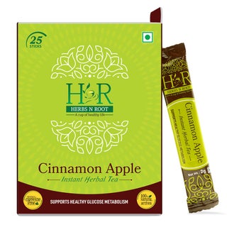 Herbs N Root Cinnamon Apple Instant Herbal Tea Sachets For Healthy Glucose Metabolism, Pack of 25's