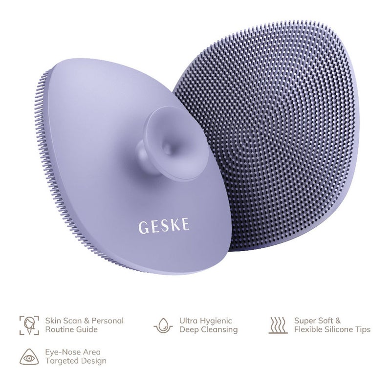 Geske SmartAppGuided 4-in-1 Silicone Facial Cleansing Brush In Purple Color 