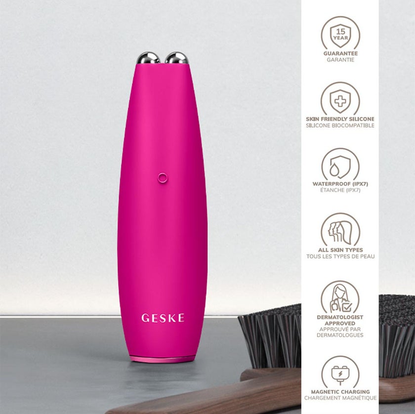 Geske SmartAppGuided 6-in-1 Micro-Current Face-Lift Pen For Fine Lines & Wrinkles In Magenta Color 