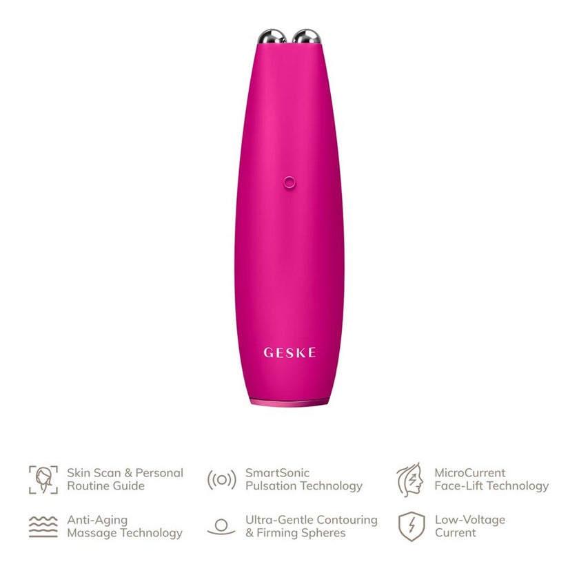 Geske SmartAppGuided 6-in-1 Micro-Current Face-Lift Pen For Fine Lines & Wrinkles In Magenta Color 