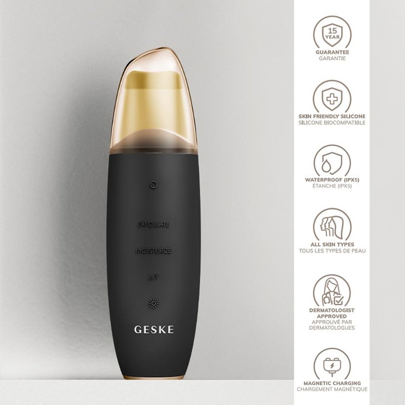 Geske SmartAppGuided 9-in-1 MicroCurrent Skin Scrubber & Blackheads Remover In Gray Color