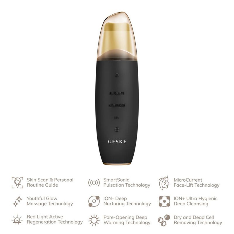 Geske SmartAppGuided 9-in-1 MicroCurrent Skin Scrubber & Blackheads Remover In Gray Color