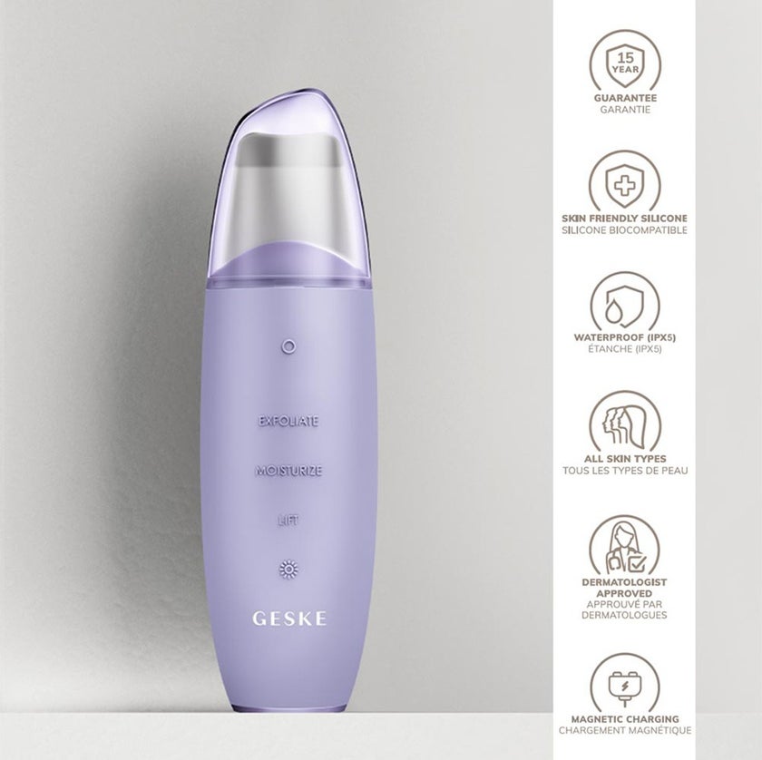 Geske SmartAppGuided 9-in-1 MicroCurrent Skin Scrubber & Blackheads Remover In Purple Color