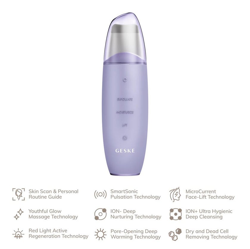 Geske SmartAppGuided 9-in-1 MicroCurrent Skin Scrubber & Blackheads Remover In Purple Color
