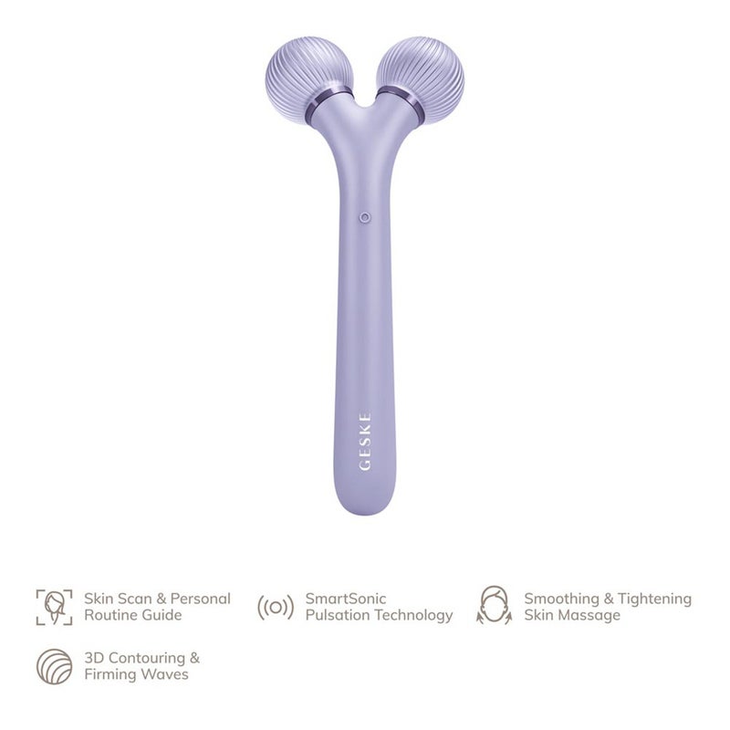 Geske SmartAppGuided 4-in-1 Sonic Facial Roller In Purple Color For Firm & Radiant Skin 