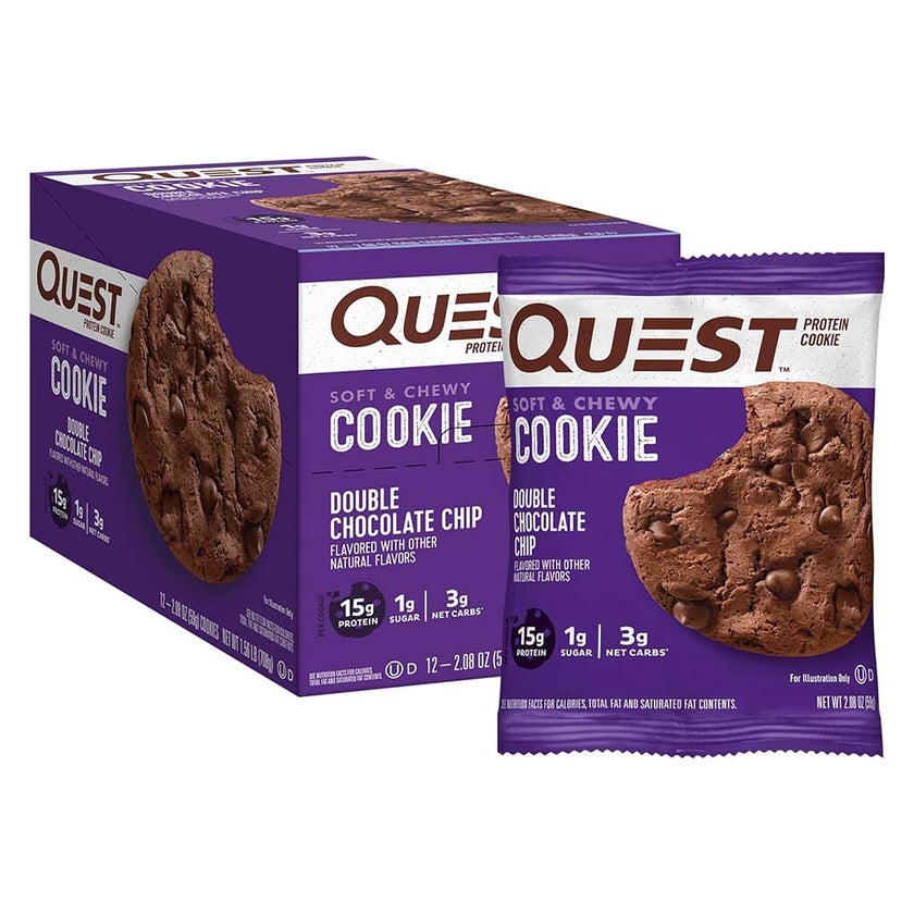 Quest Nutrition Double Chocolate Chip Soft & Chewy Protein Cookie 59g, Pack of 12's