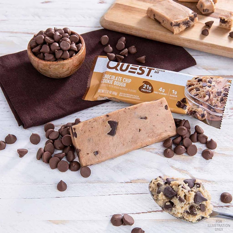 Quest Nutrition Chocolate Chip Cookie Dough Flavoured Protein Bar 50g, Pack of 12's