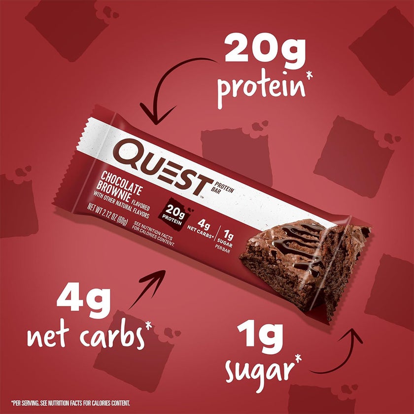 Quest Nutrition Chocolate Brownie Flavoured Protein Bar 60g, Pack of 12's
