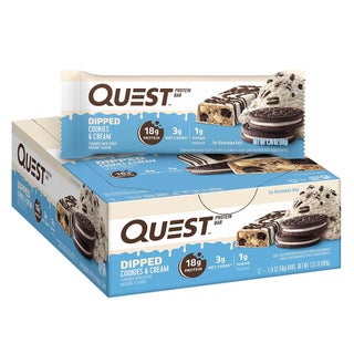Quest Nutrition Dipped Cookies & Cream Flavoured Protein Bar 50g, Pack of 12’s 