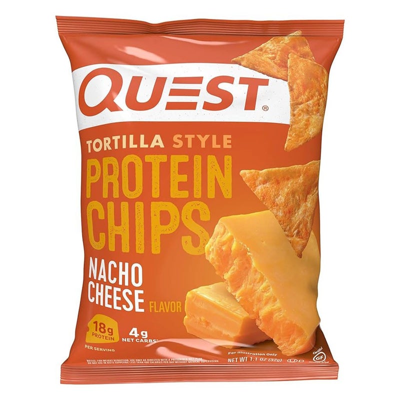 Quest Nutrition Tortilla Style Protein Chips 32g With Nacho Cheese Flavor, Pack of 8's 