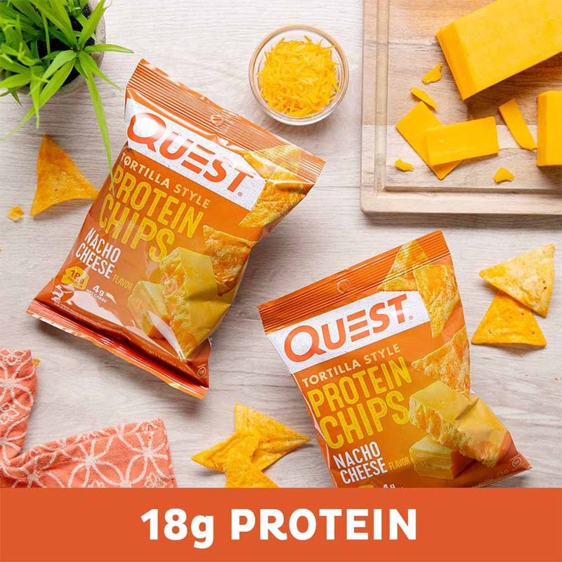 Quest Nutrition Tortilla Style Protein Chips 32g With Nacho Cheese Flavor, Pack of 8's 