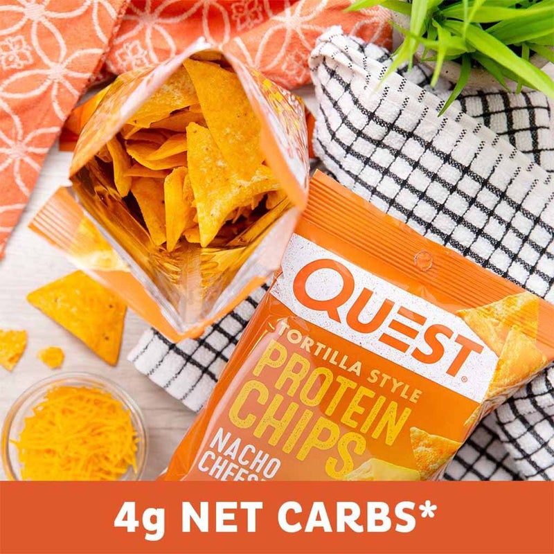 Quest Nutrition Tortilla Style Protein Chips 32g With Nacho Cheese Flavor, Pack of 8's 
