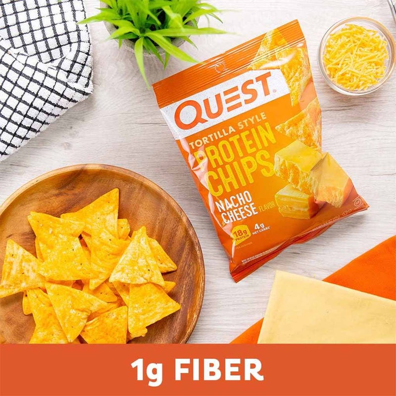 Quest Nutrition Tortilla Style Protein Chips 32g With Nacho Cheese Flavor, Pack of 8's 