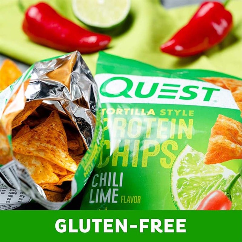 Quest Nutrition Tortilla Style Protein Chips 32g With Chili & Lime Flavor, Pack of 8’s 