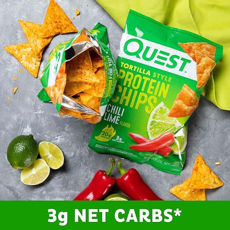 Quest Nutrition Tortilla Style Protein Chips 32g With Chili & Lime Flavor, Pack of 8’s 